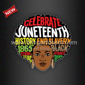 Iron ons Afro Lady PU Vinyl Transfer Juneteenth 1865 Design